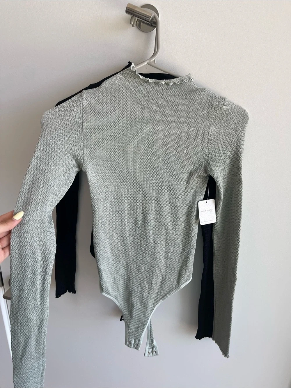 Free People Set of Two Bodysuits Grey and Black